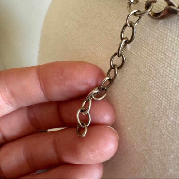 Silver Tone Chain Pink Abalone Shell Necklace Womens Jewelry Damaged - Picture 8 of 8